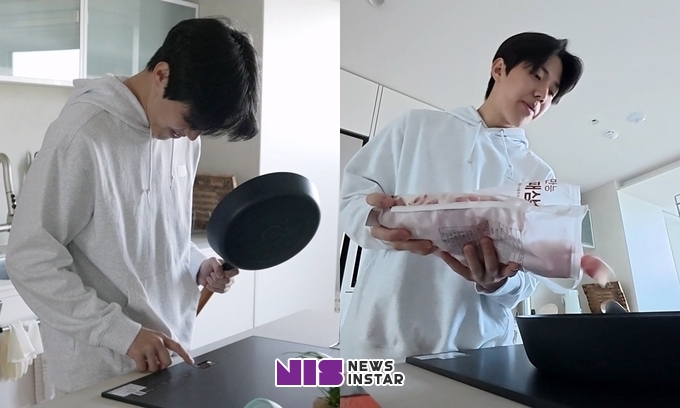 MBC '나혼산' 도운, '대패삼겹살+달걀+핫소스' 요리 재료 준비 완료! 원팬으로 완성한 요리의 맛은?